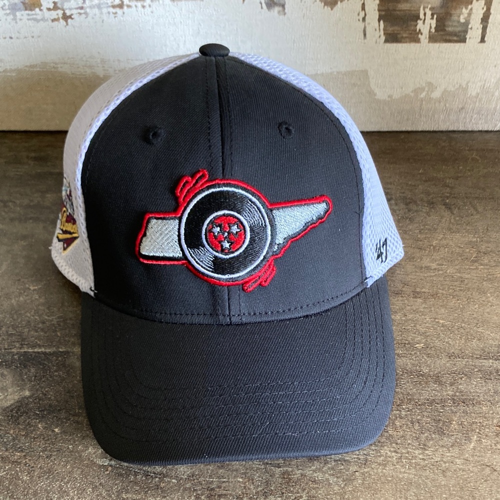 47 Brand Nashville Sounds Baseball Fitted Black White Mens Cap Hat Logo OSS OSFM